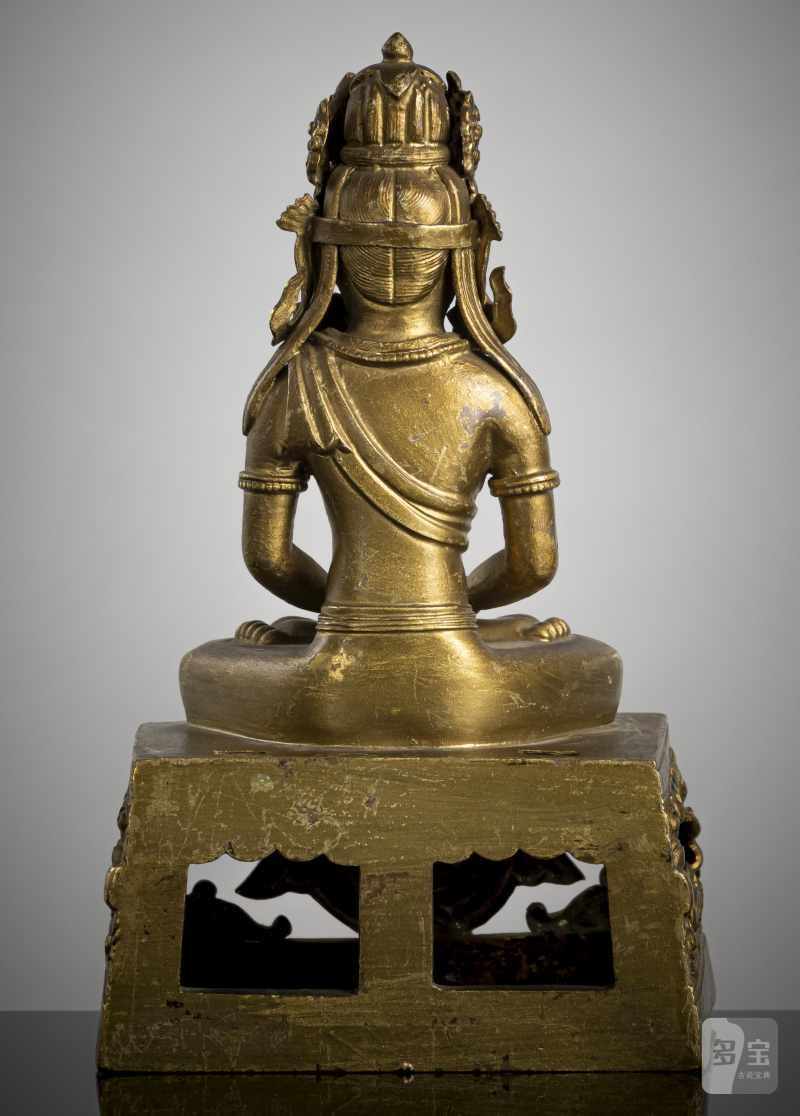 A gilt-bronze figure of Amitayus seated on a throne - 图2